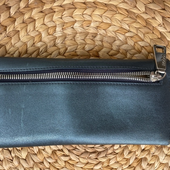 HOBO International "Sadie" Blue Metallic Leather Tri-fold Wallet with Coin Purse - Picture 3 of 7